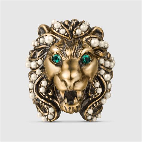 gold lion ring gucci|female Gucci lion ring.